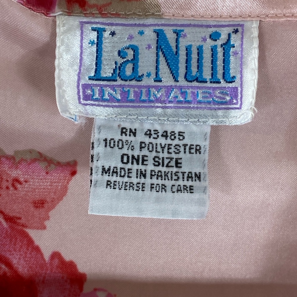 Vintage Pink Floral Satin Kimono Robe Nightshirt Pajama‎ One Size - Picture 4 of 11